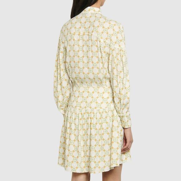Sandro Magy Floral Jacquard Mini Dress Ivory Long Sleeve Shirtdress - Picture 5 of 15